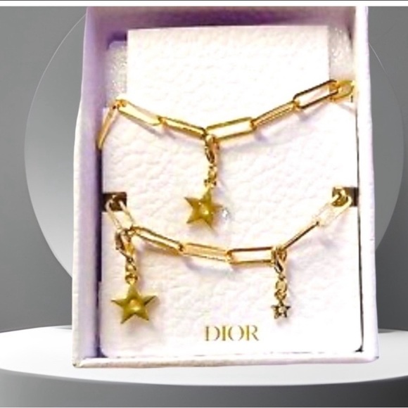 DIOR PHONE CHARM STARS LOGO VIP Limited Edition GOLD TONE METAL - Picture 3 of 5